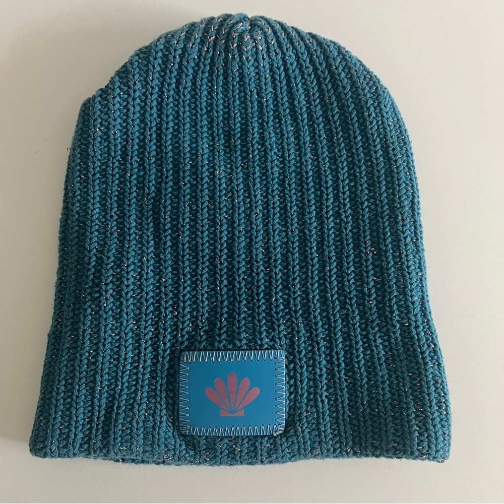 Love Your Melon Disney Ariel Dark Teal Metalic Rose Gold Yarn Beanie